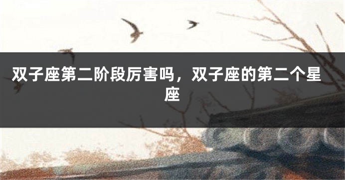 双子座第二阶段厉害吗，双子座的第二个星座