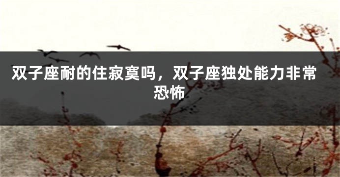 双子座耐的住寂寞吗，双子座独处能力非常恐怖