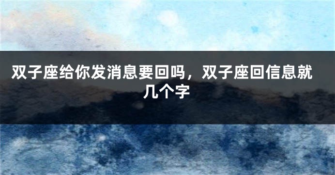 双子座给你发消息要回吗，双子座回信息就几个字