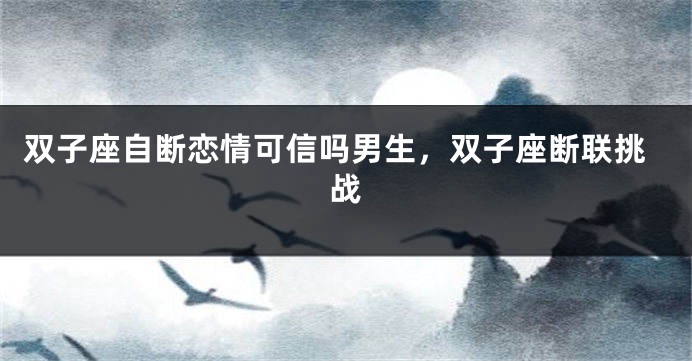双子座自断恋情可信吗男生，双子座断联挑战