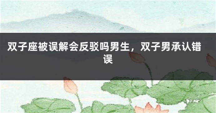 双子座被误解会反驳吗男生，双子男承认错误