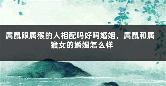 属鼠跟属猴的人相配吗好吗婚姻，属鼠和属猴女的婚姻怎么样