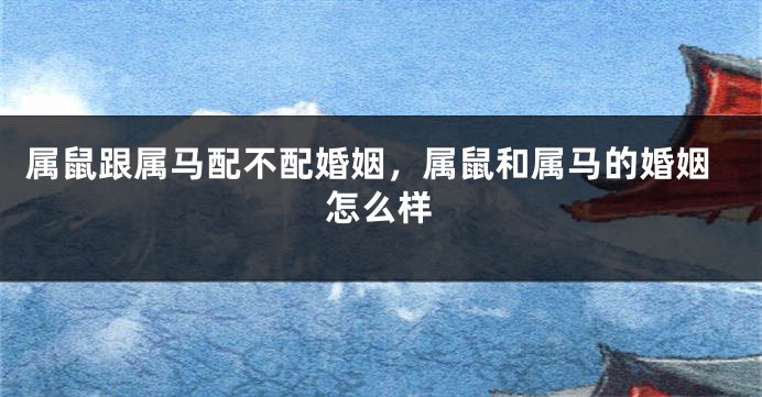 属鼠跟属马配不配婚姻，属鼠和属马的婚姻怎么样