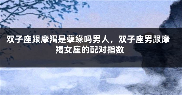 双子座跟摩羯是孽缘吗男人，双子座男跟摩羯女座的配对指数
