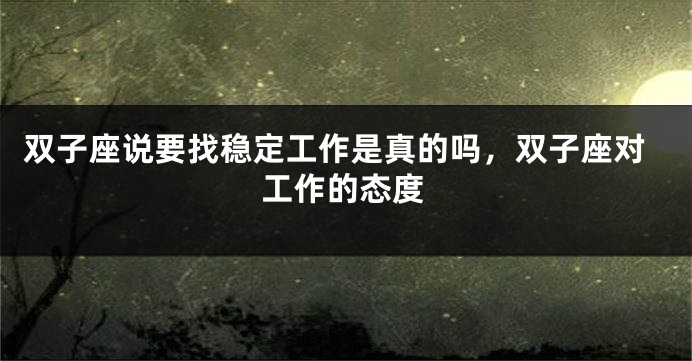 双子座说要找稳定工作是真的吗，双子座对工作的态度