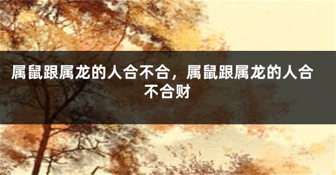 属鼠跟属龙的人合不合,属鼠跟属龙的人合不合财