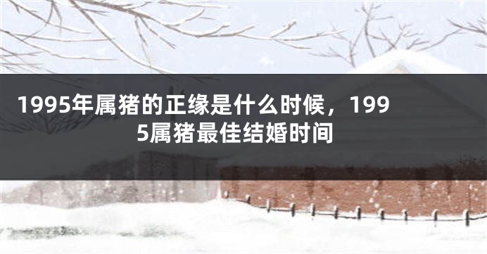 1995年属猪的正缘是什么时候，1995属猪最佳结婚时间