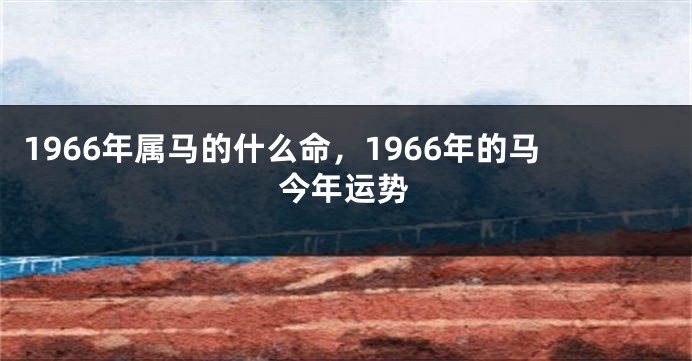1966年属马的什么命，1966年的马今年运势