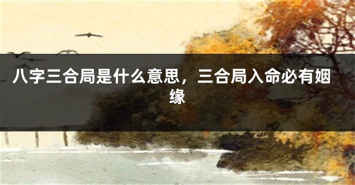 八字三合局是什么意思，三合局入命必有姻缘
