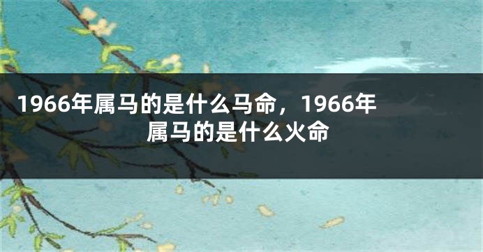 1966年属马的是什么马命，1966年属马的是什么火命