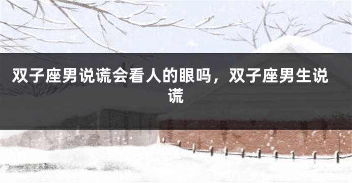 双子座男说谎会看人的眼吗，双子座男生说谎
