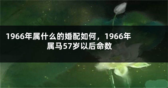 1966年属什么的婚配如何，1966年属马57岁以后命数