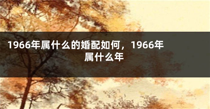 1966年属什么的婚配如何，1966年属什么年