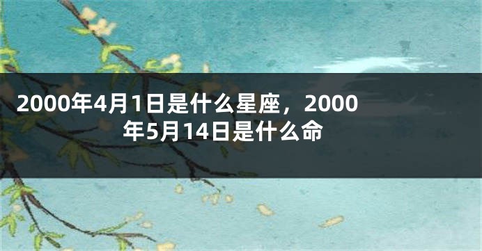 2000年4月1日是什么星座，2000年5月14日是什么命