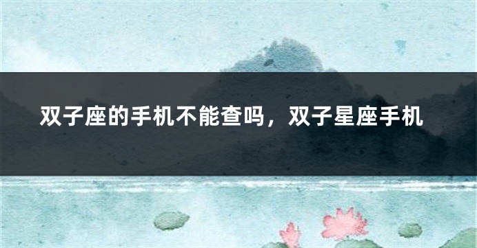 双子座的手机不能查吗，双子星座手机