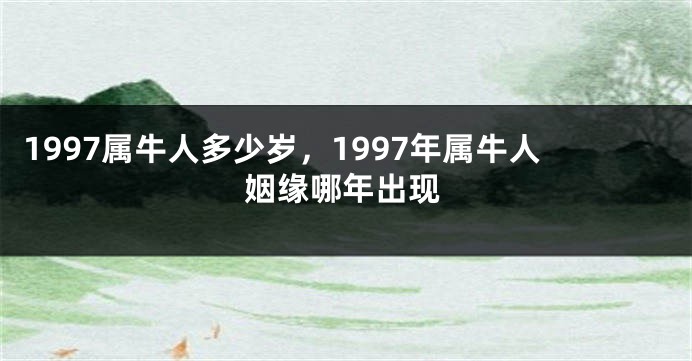 1997属牛人多少岁，1997年属牛人姻缘哪年出现