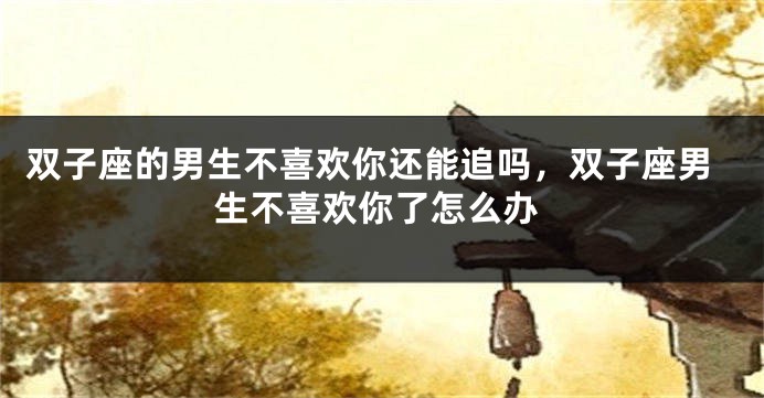 双子座的男生不喜欢你还能追吗，双子座男生不喜欢你了怎么办