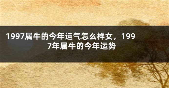 1997属牛的今年运气怎么样女，1997年属牛的今年运势