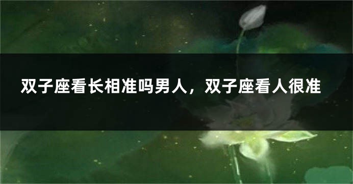 双子座看长相准吗男人，双子座看人很准