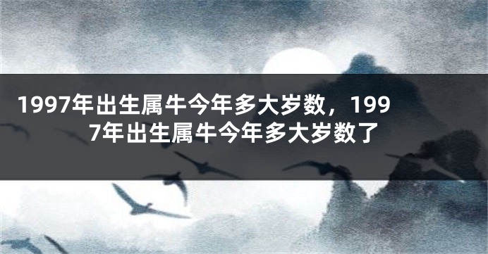 1997年出生属牛今年多大岁数，1997年出生属牛今年多大岁数了