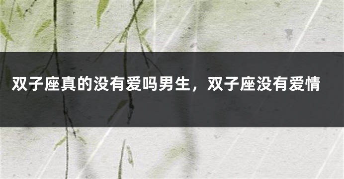 双子座真的没有爱吗男生，双子座没有爱情