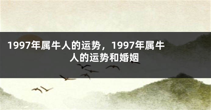 1997年属牛人的运势，1997年属牛人的运势和婚姻