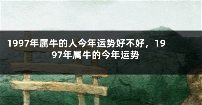 1997年属牛的人今年运势好不好，1997年属牛的今年运势