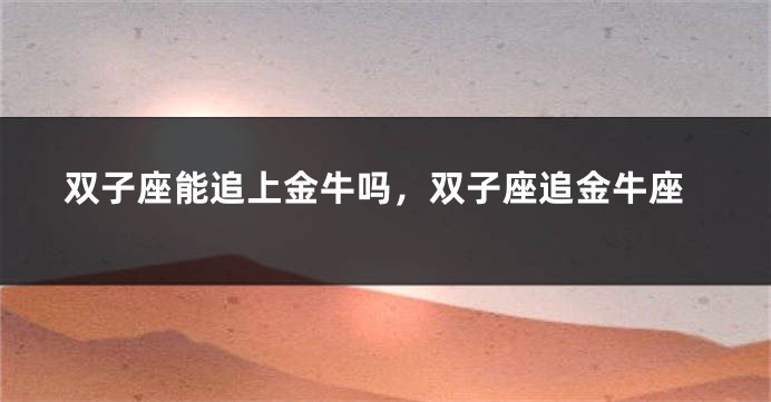 双子座能追上金牛吗,双子座追金牛座