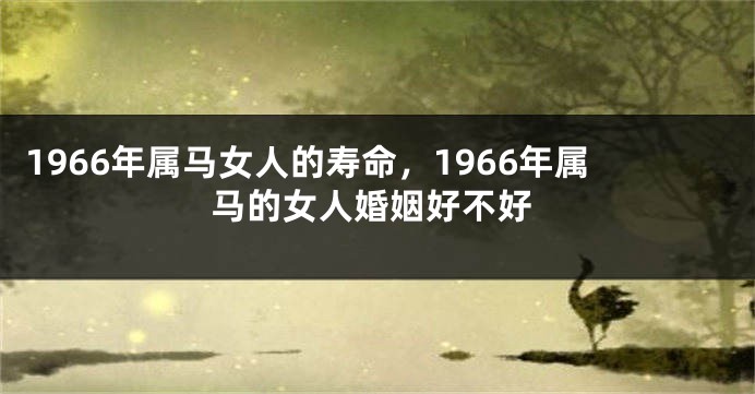 1966年属马女人的寿命，1966年属马的女人婚姻好不好