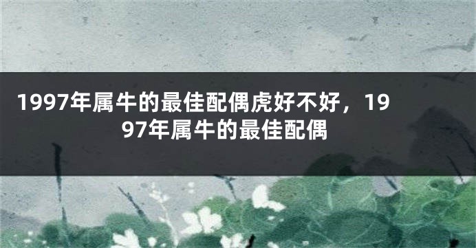 1997年属牛的最佳配偶虎好不好，1997年属牛的最佳配偶