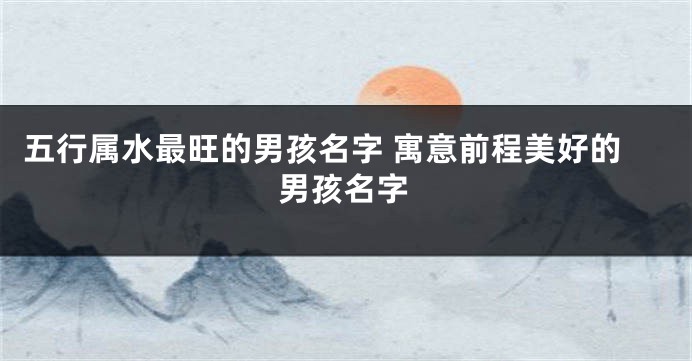 五行属水最旺的男孩名字 寓意前程美好的男孩名字