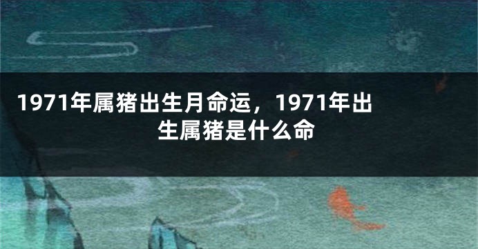 1971年属猪出生月命运，1971年出生属猪是什么命