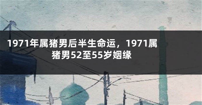 1971年属猪男后半生命运，1971属猪男52至55岁姻缘