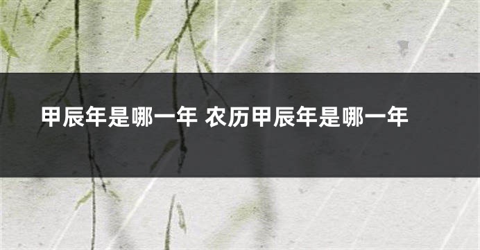 甲辰年是哪一年 农历甲辰年是哪一年