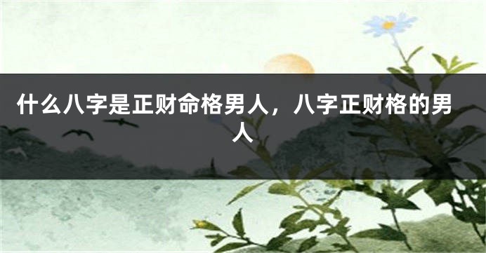 什么八字是正财命格男人，八字正财格的男人