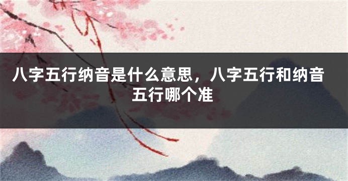 八字五行纳音是什么意思，八字五行和纳音五行哪个准