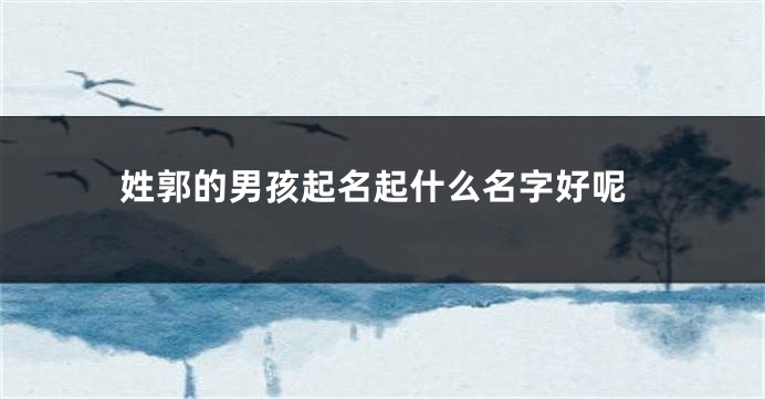 姓郭的男孩起名起什么名字好呢