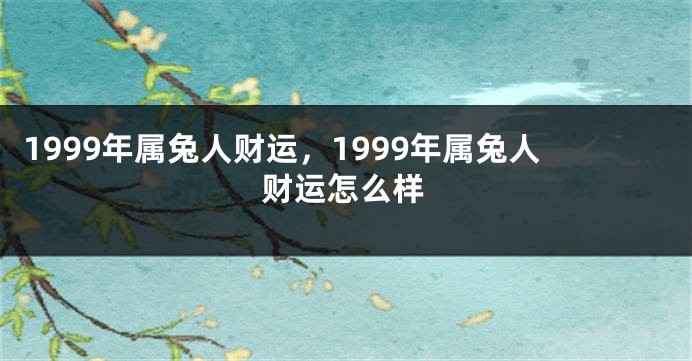 1999年属兔人财运，1999年属兔人财运怎么样