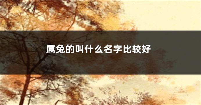属兔的叫什么名字比较好