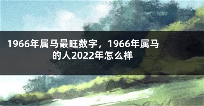 1966年属马最旺数字，1966年属马的人2022年怎么样
