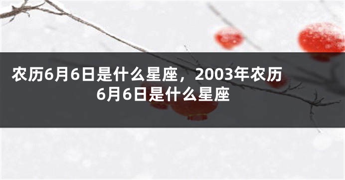农历6月6日是什么星座，2003年农历6月6日是什么星座