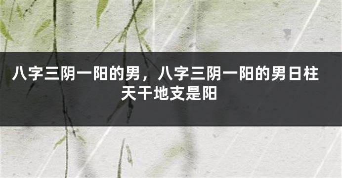 八字三阴一阳的男,八字三阴一阳的男日柱天干地支是阳