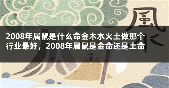 2008年属鼠是什么命金木水火土做那个行业最好，2008年属鼠是金命还是土命