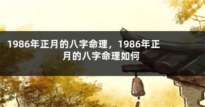 1986年正月的八字命理，1986年正月的八字命理如何