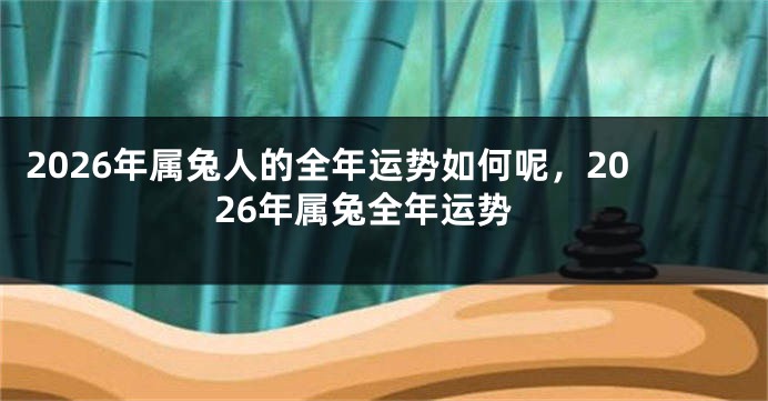 2026年属兔人的全年运势如何呢，2026年属兔全年运势