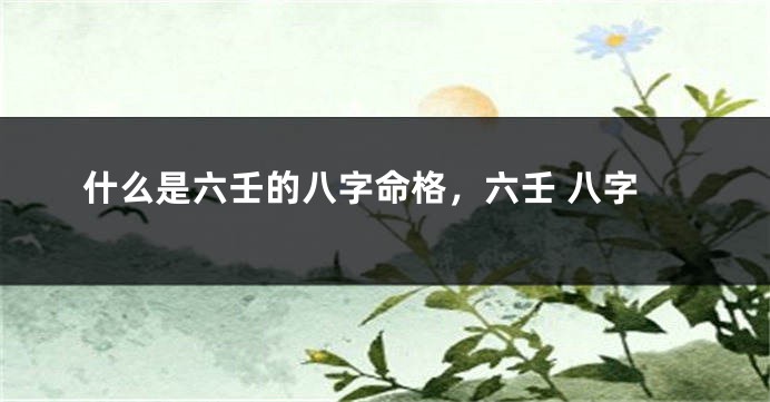 什么是六壬的八字命格，六壬 八字