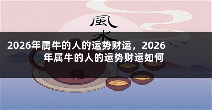 2026年属牛的人的运势财运，2026年属牛的人的运势财运如何