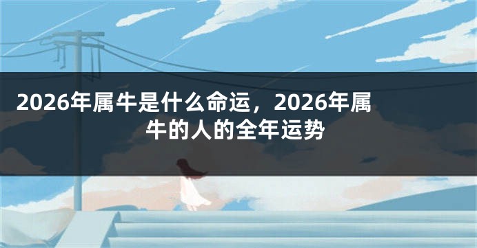 2026年属牛是什么命运，2026年属牛的人的全年运势