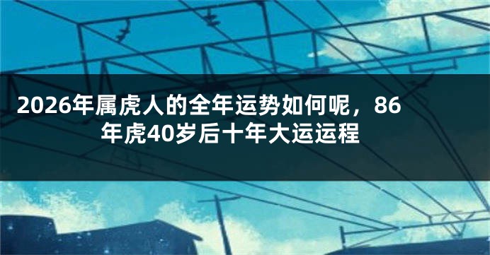 2026年属虎人的全年运势如何呢，86年虎40岁后十年大运运程