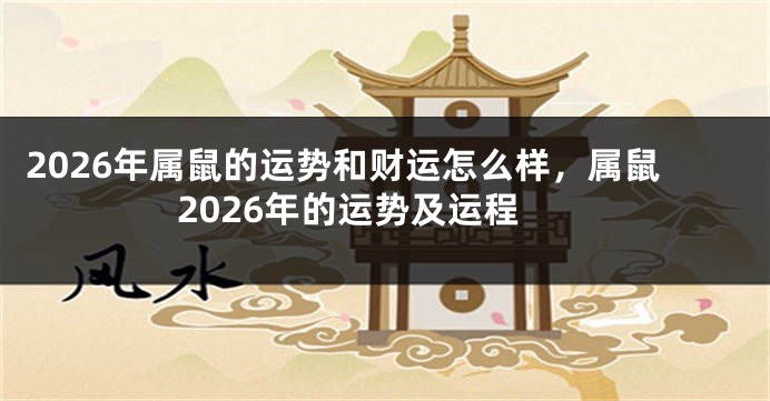 2026年属鼠的运势和财运怎么样，属鼠2026年的运势及运程